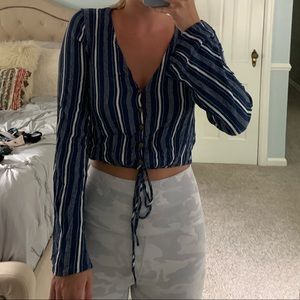 Blue Bottom Down Crop Top